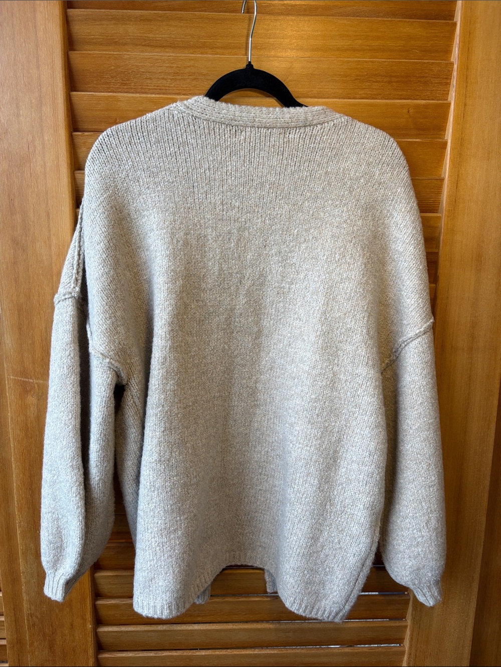 Neutral Cream Open-Front Knit Cardigan by Pretty Garden - Picture 6 of 7